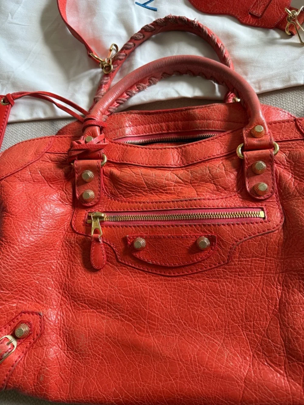 Balenciaga Rose Corail Lambskin Leather Giant 12 Gold Motorcycle City Bag - Picture 9 of 17